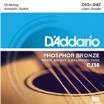 D'Addario EJ15 Phosphor Bronze Acoustic Guitar String Set, Extra Light, 10-47